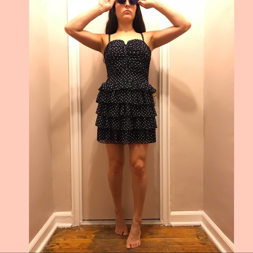 Polka dot ruffle mini dress